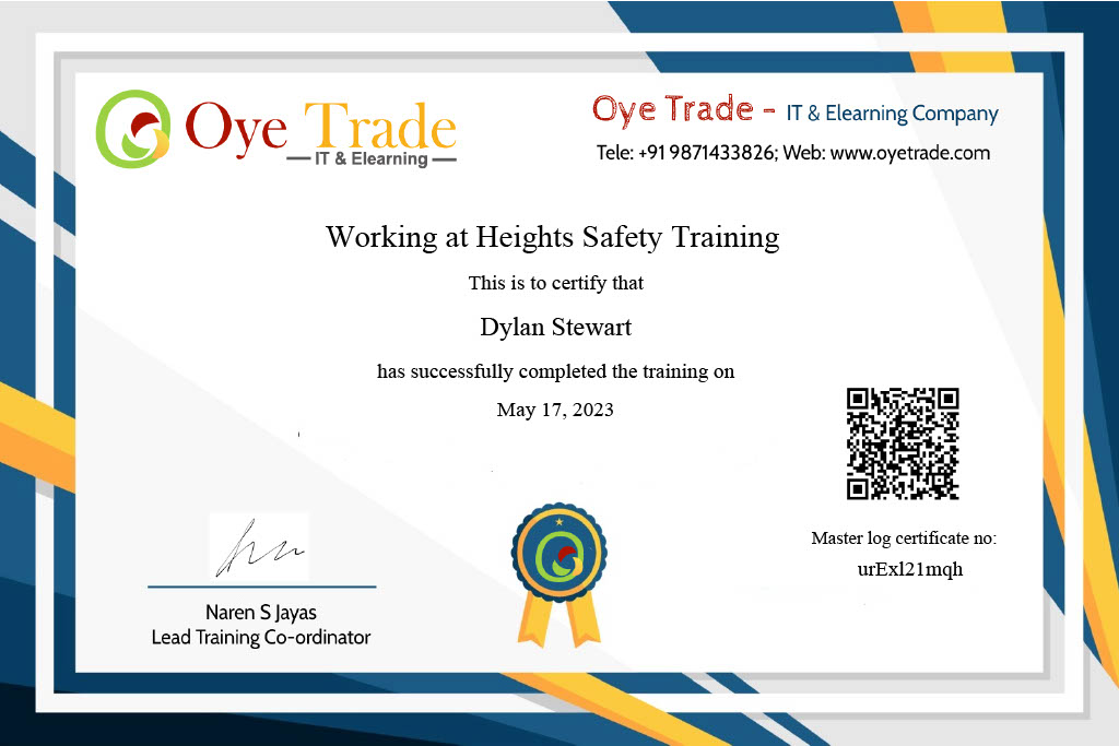 Online Confined Space training certificate