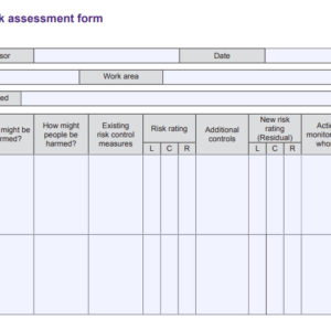 IOSH risk assessment form