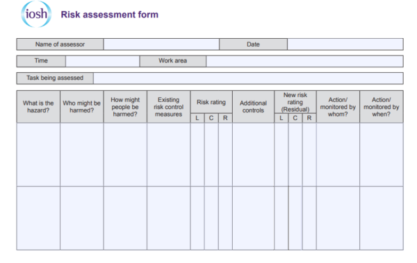 IOSH risk assessment form